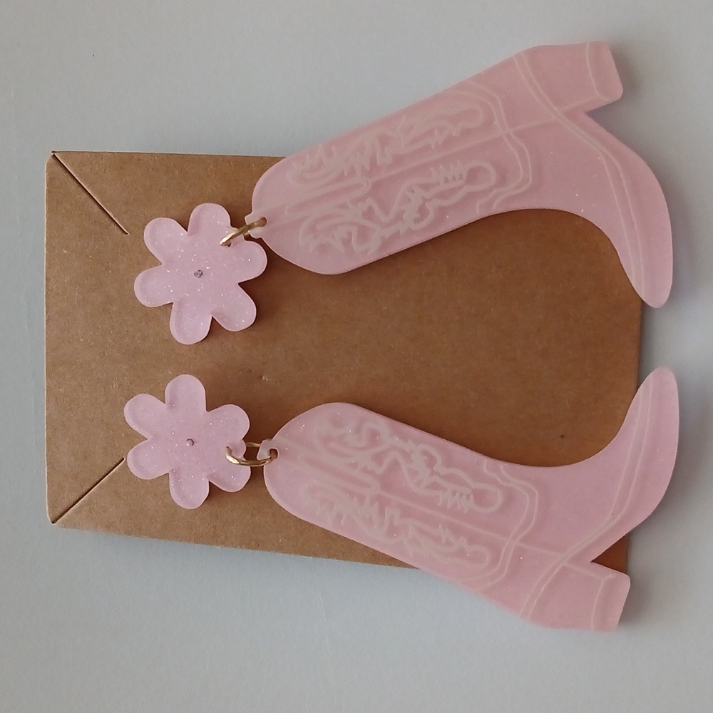 Fashion Jewelry Pink Boot Earrings
